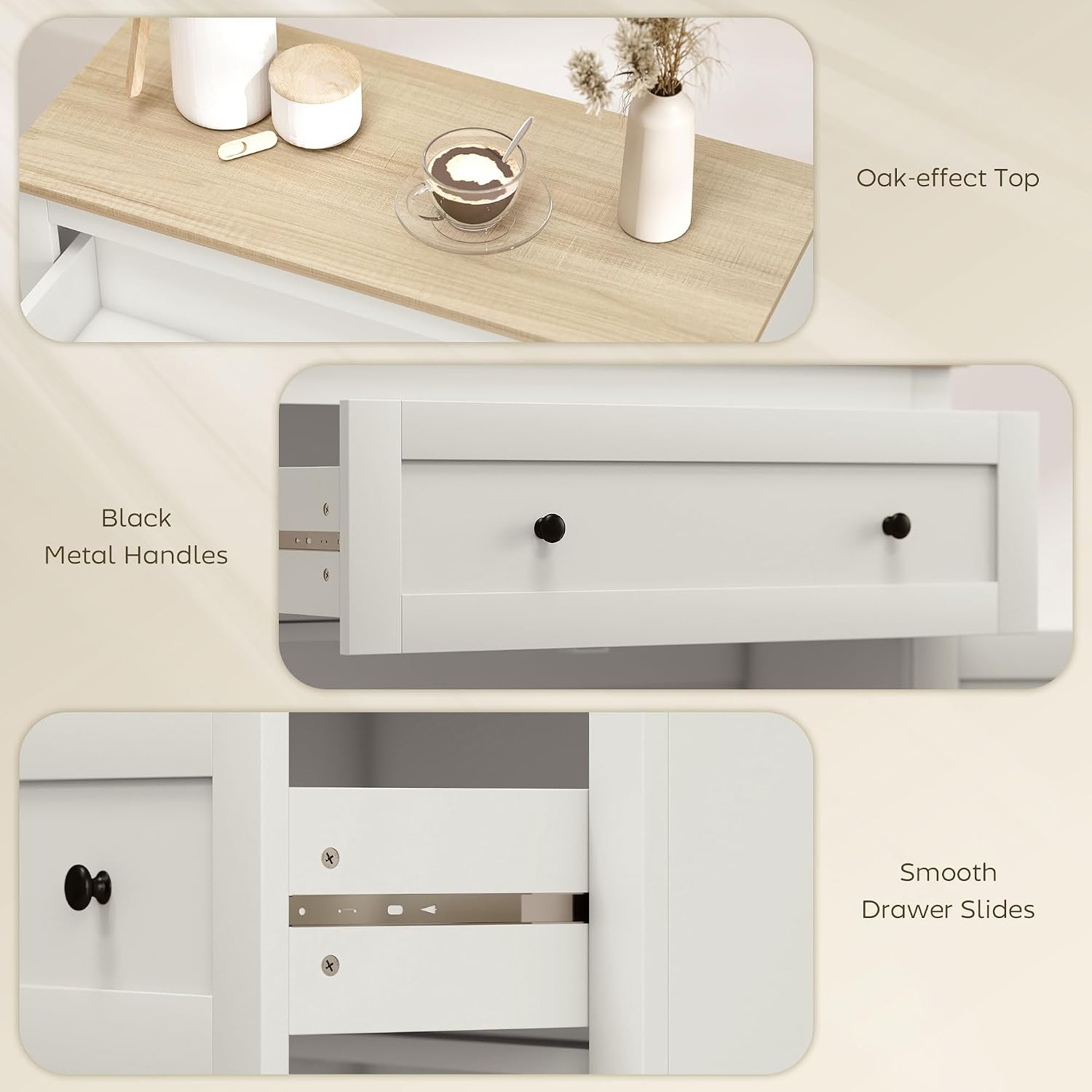 Thumbnail 6 de HOMCOM 83B-428V80CW Sideboard, Cream White, Adjustable Shelf and Drawer