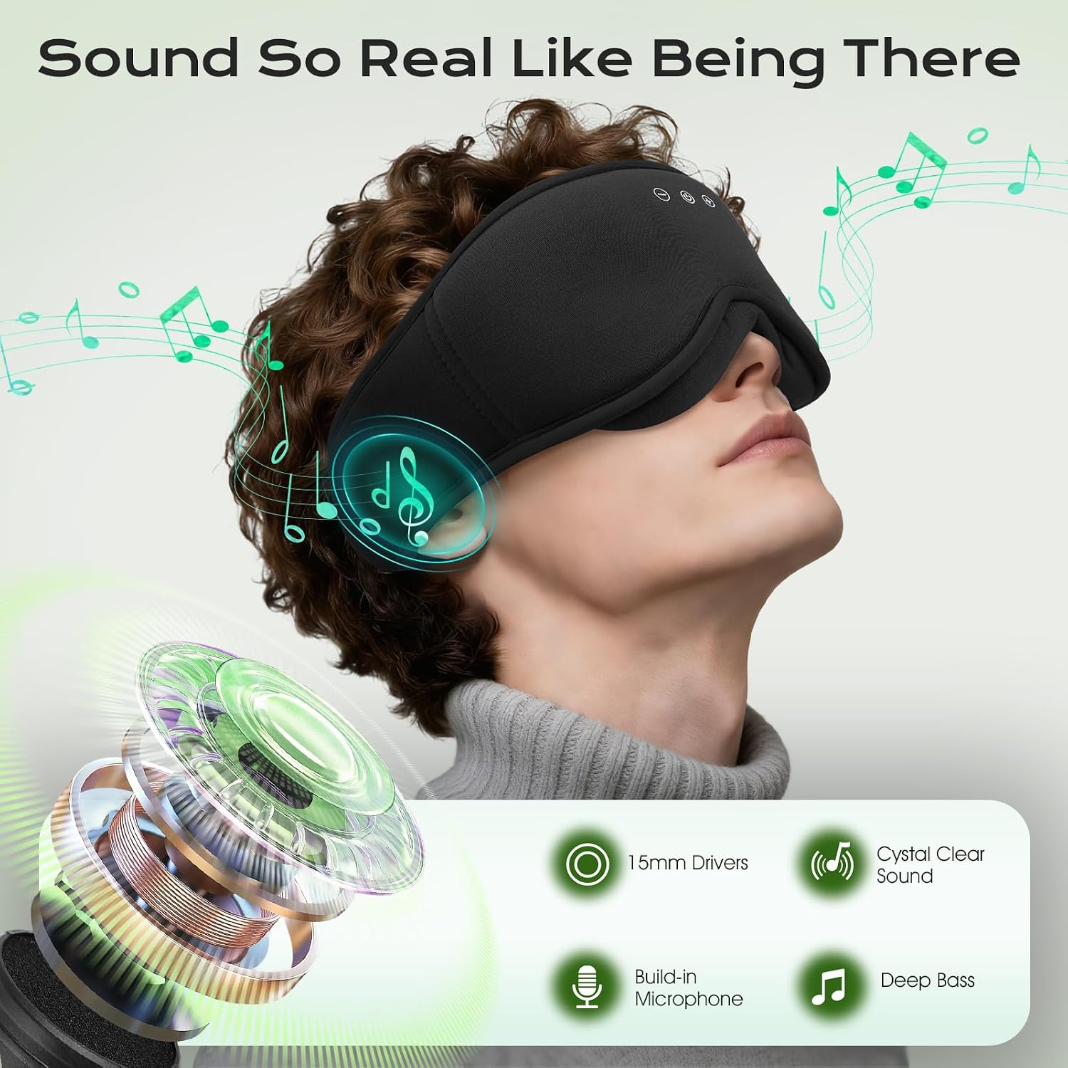 Detalle de MUSICOZY Sleep Mask Headphones 16 hours Bluetooth