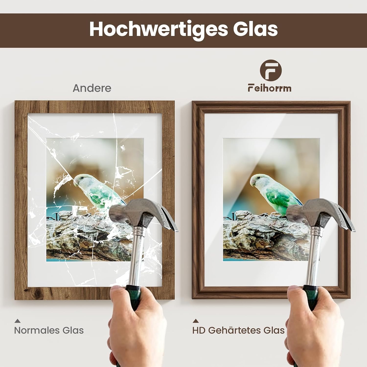 Detalle 2 de Feihorrm A1-fotokader van massief walnoothout met gehard glas, 59,4 x 84 cm