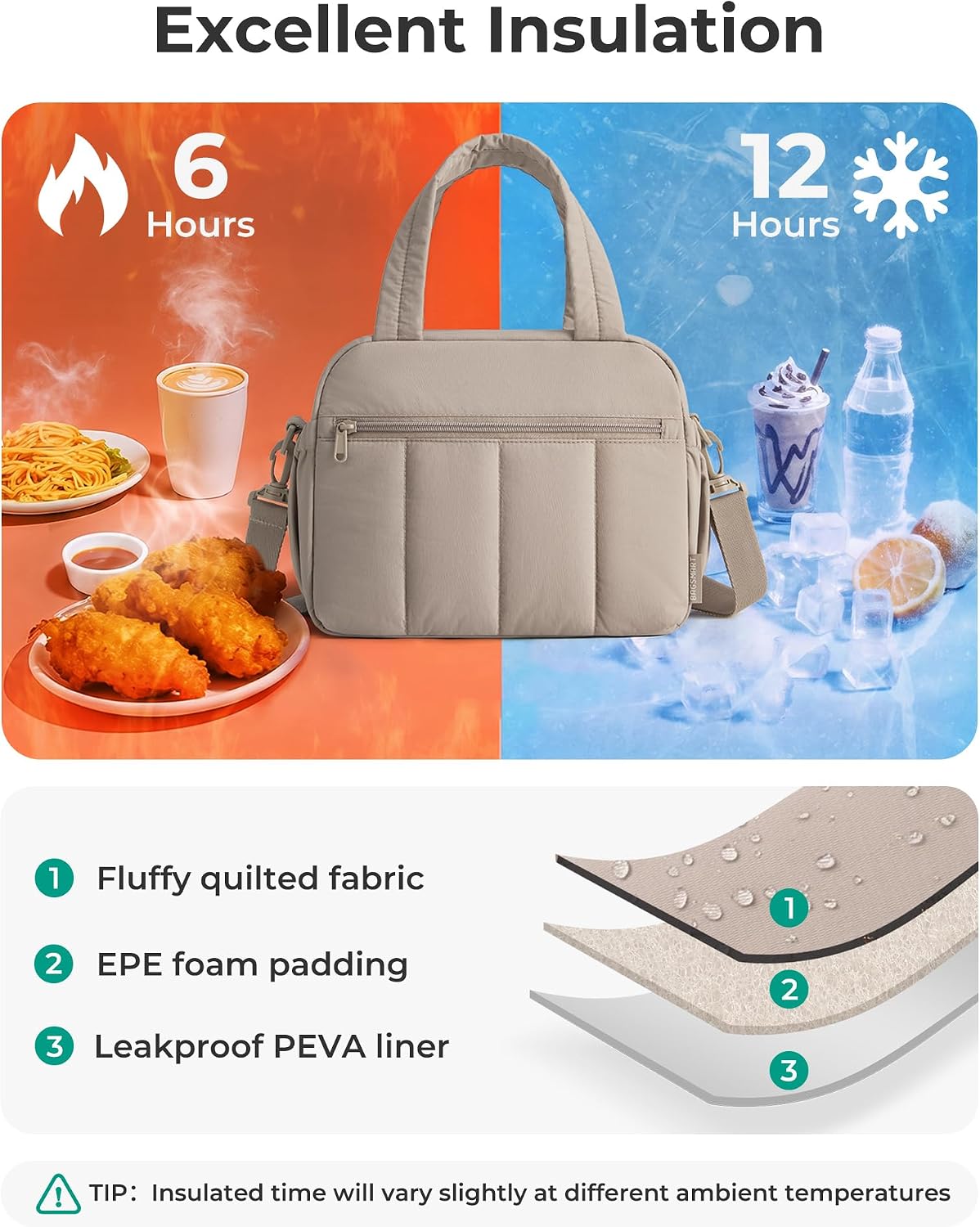 Detalle de BAGSMART Insulated Lunch Tote in Lavender