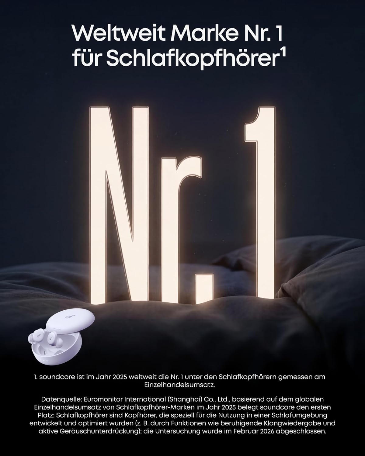 Detalle de soundcore Sleep A30 von Anker – Schlafkopfhörer mit adaptiver Schnarchmaskierung