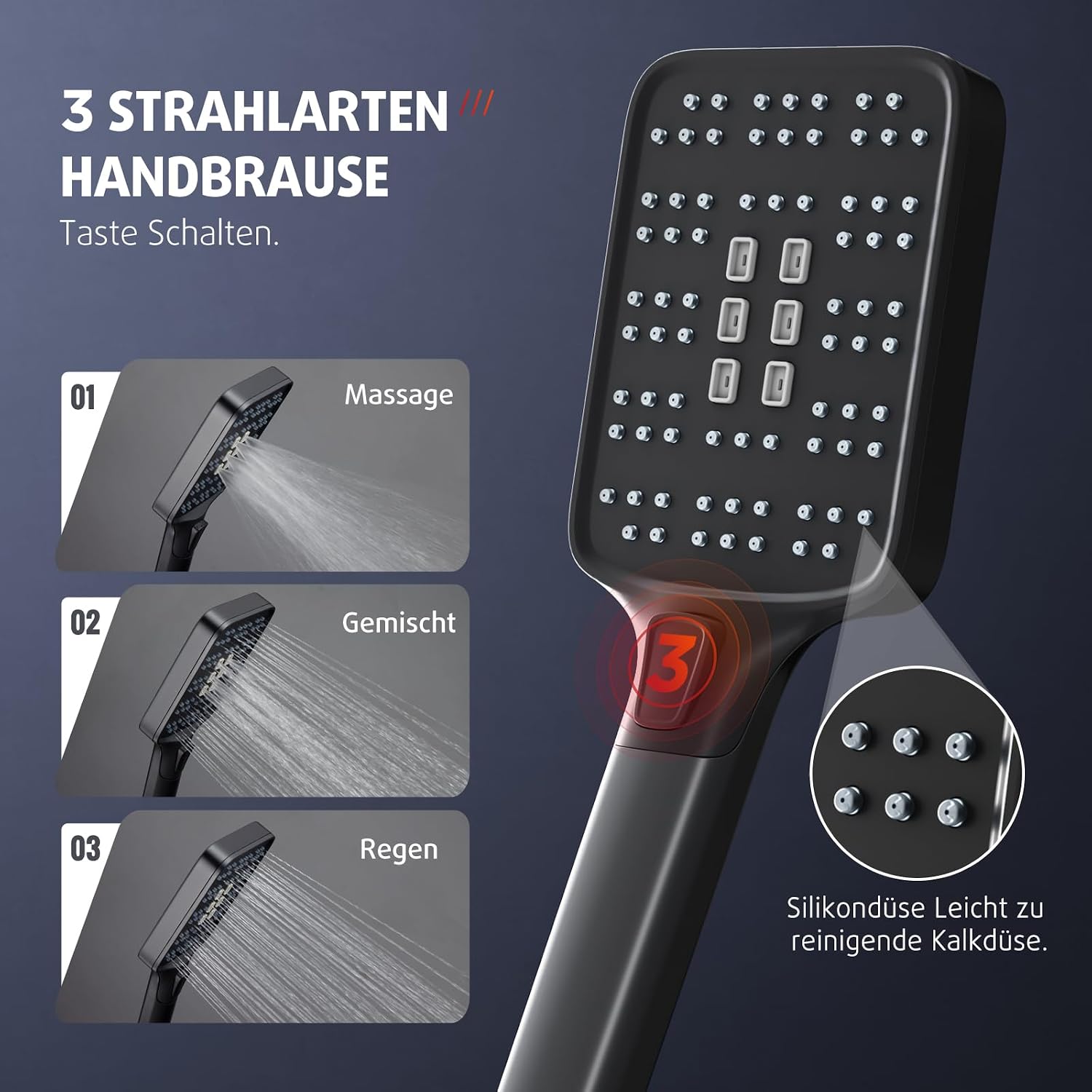 Thumbnail 3 de Rainsworth Duschsystem mit Thermostat Schwarz – quadratische 25×25 cm Regendusche inkl. Duschstange