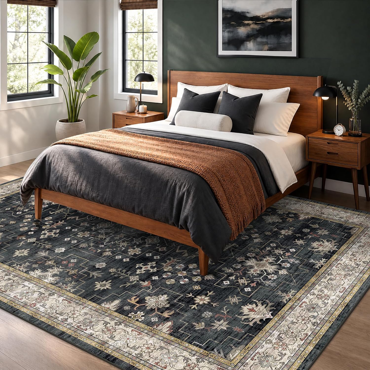 Detalle 1 de Hazo Haus 9x12 Black Boho Area Rug 🏡