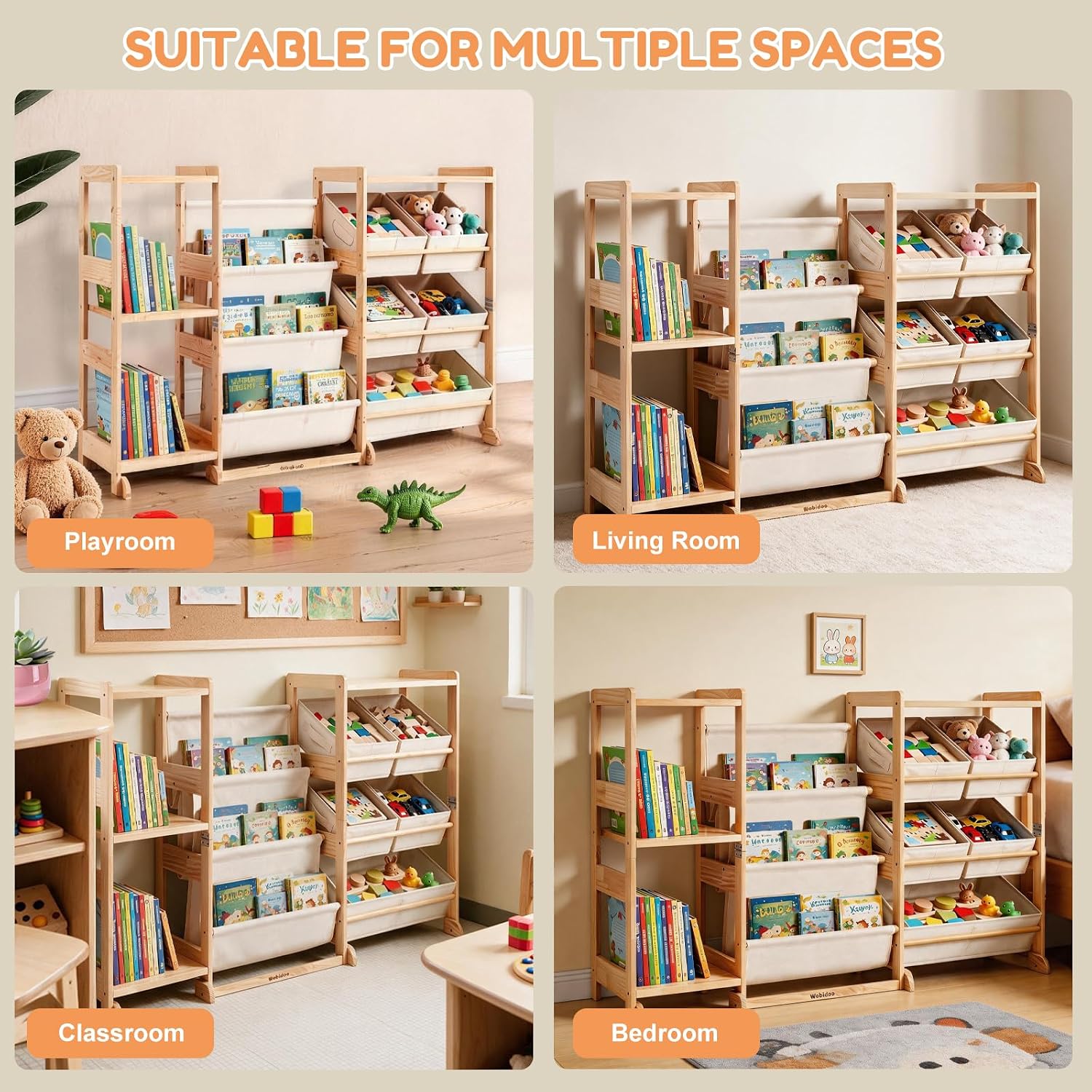 Thumbnail 6 de Wobidoo Kids Bookshelf in Solid Pine