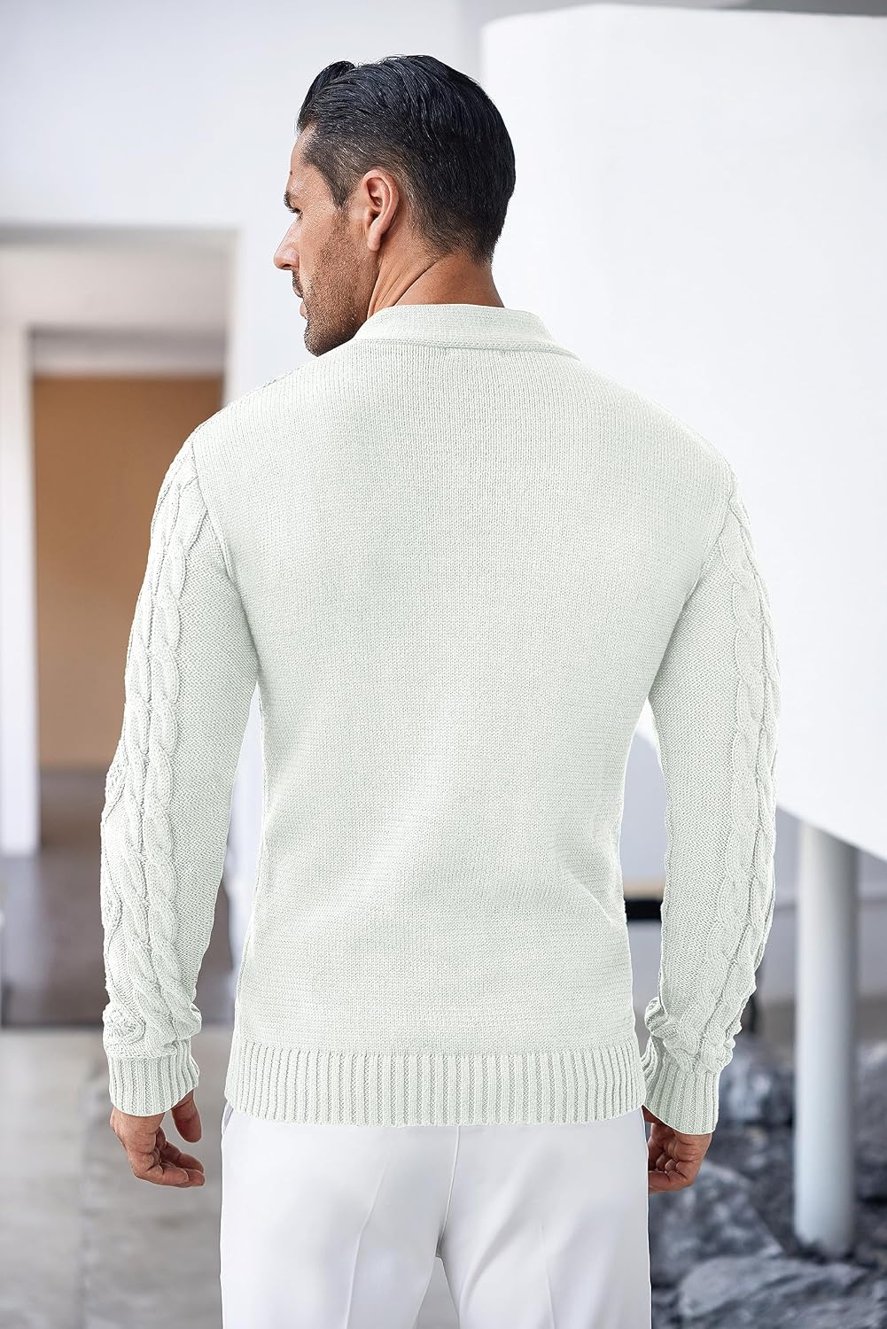 Detalle 1 de COOFANDY Maglione invernale slim fit V