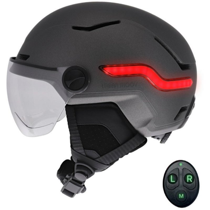 Thumbnail 1 de Casco inteligente de bicicleta TNB talla M gris oscuro con luz de freno automática, intermitentes y mando