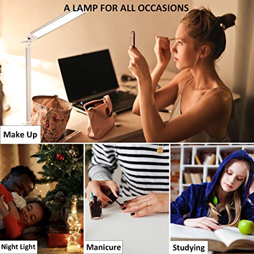 Thumbnail 7 de Qualore Lámpara Escritorio, Flexo Led Escritorio con 5 Niveles de Brillo y 5 Modos, Carga USB-C, Temporizador, Cuidado Ojos, Función de Memoria, Control Táctil, Luz Nocturna Mesita Studiar Infantil