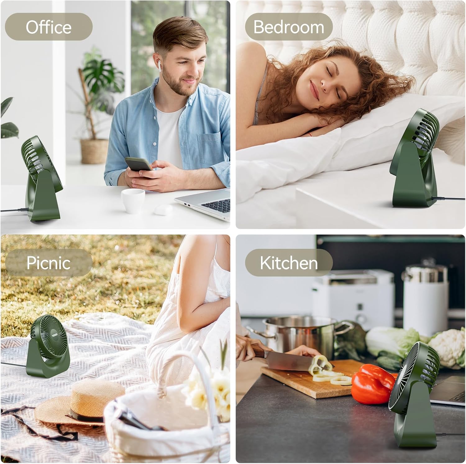 Thumbnail 6 de VOXON Desk Fan with 5 Speeds – USB-A Powered, 90° Rotation, Quiet 1.5m Cable