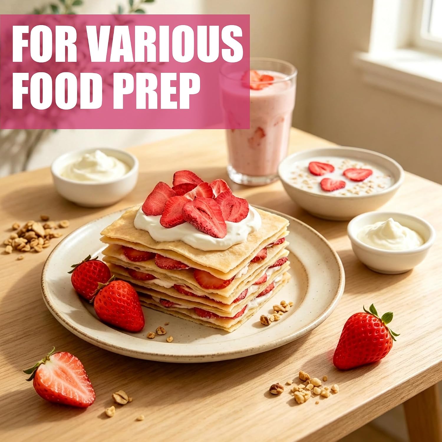 Detalle de PlompBery Organic Freeze-Dried Strawberry Slices, 8.8 oz, No Added Sugar