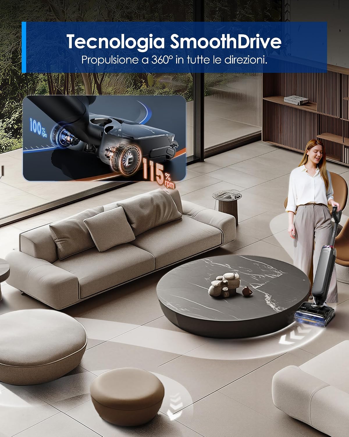 Detalle de Tineco Floor ONE S9 Artist Steam Pro Lavapavimenti a Vapore HyperSteam: potenza, autonomia e pulizia intelligente