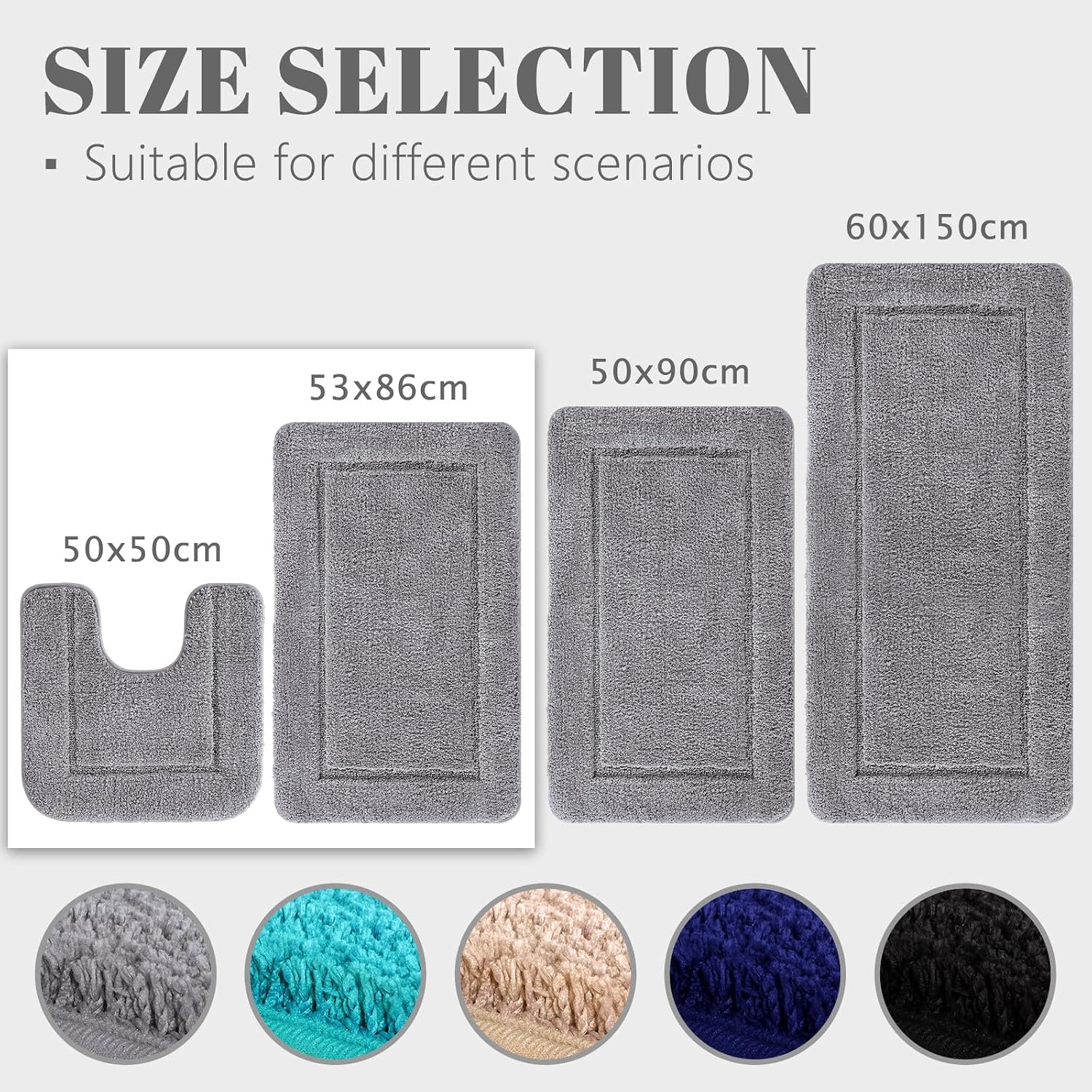 Thumbnail 1 de SOANNY Grey Bath Mat Set of 2