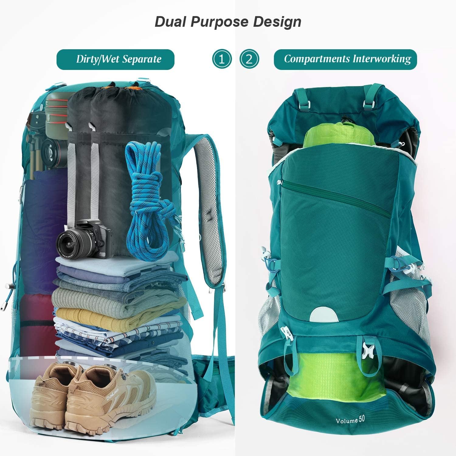 Thumbnail 5 de HOMIEE Wanderrucksack 50L