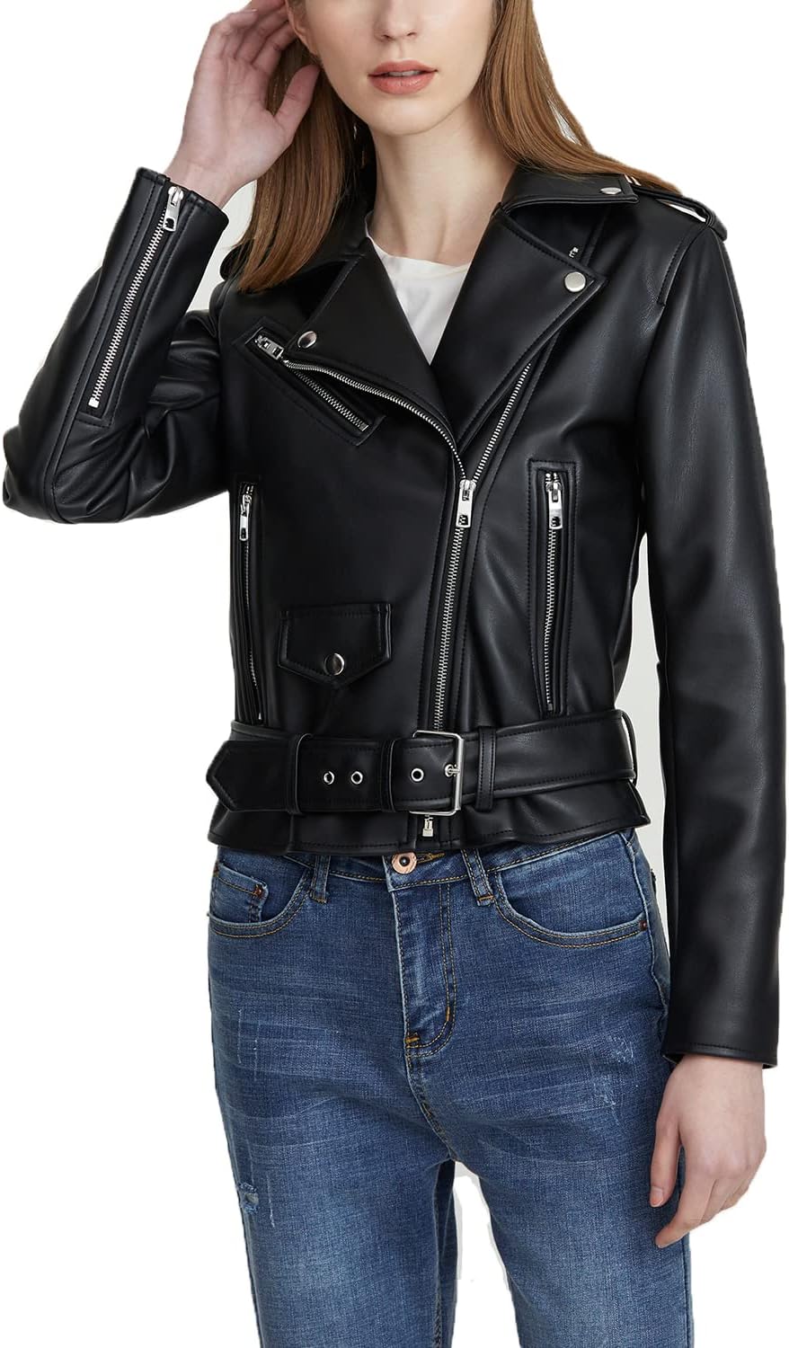 Detalle 2 de LY VAREY LIN Women's Faux Leather Motorcycle Jacket, PU