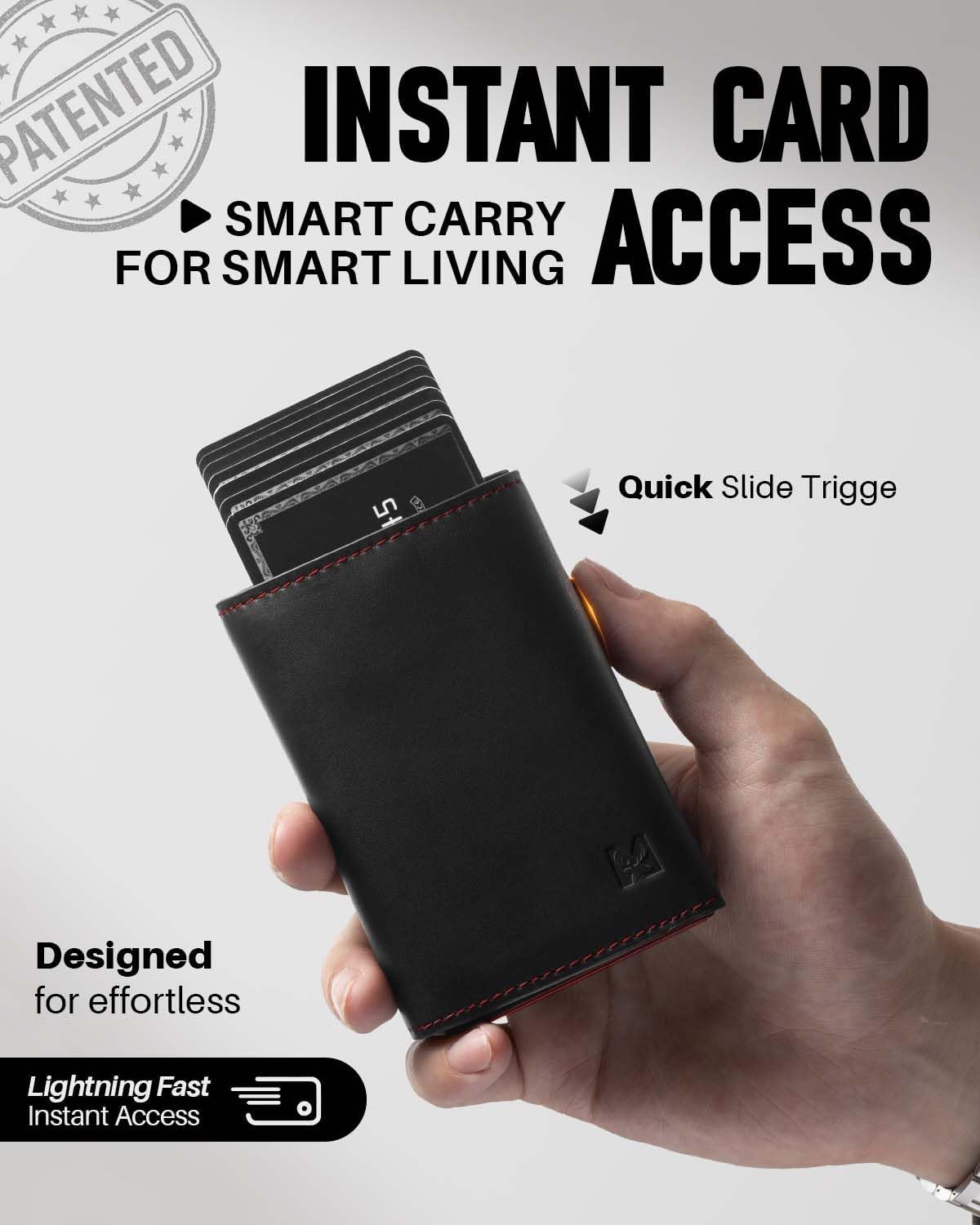 Detalle 2 de MYSHION Pop Up Wallet for Men (Black/Red) with Coin Pocket, ID Window & RFID Blocking
