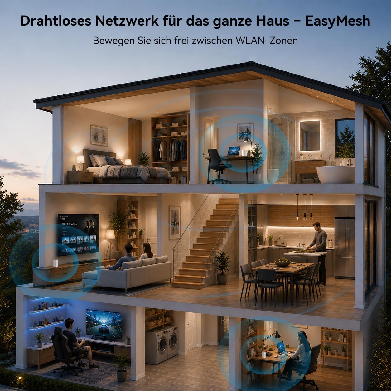 Detalle de ZTE WLAN Router WiFi 6 AX3000 mit EasyMesh – stabile Abdeckung für Homeoffice und Streaming