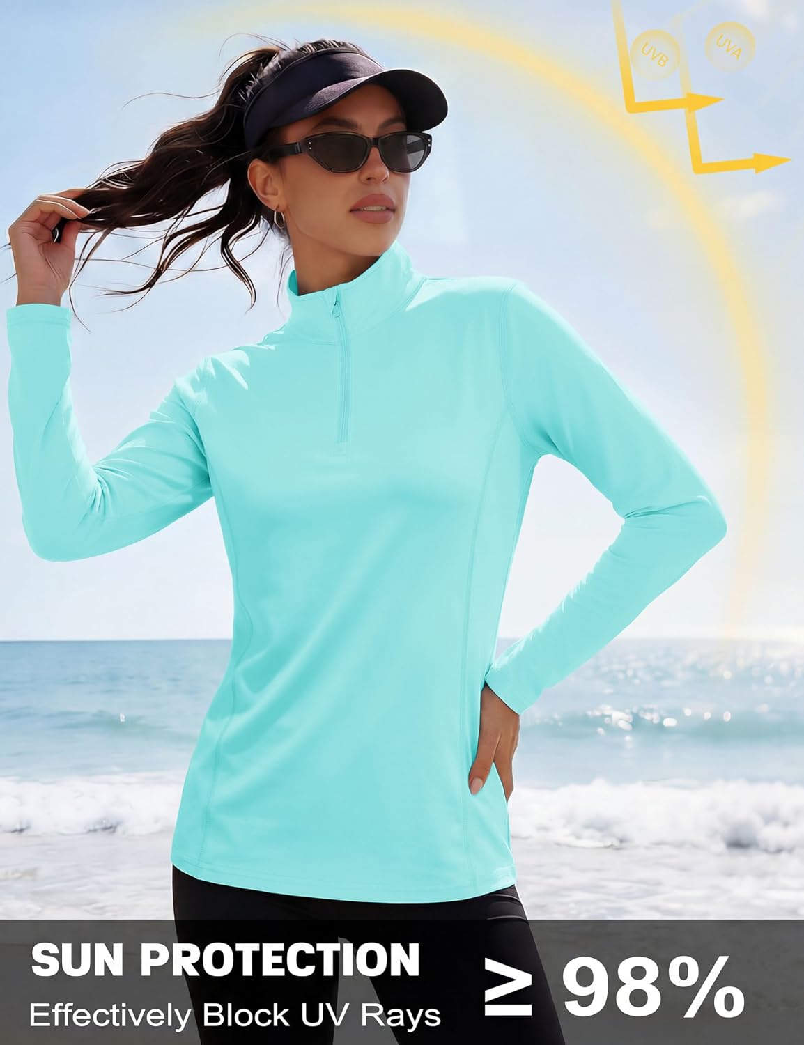 Detalle 1 de MAGCOMSEN Women's Quarter-Zip Sun Shirt Polyester