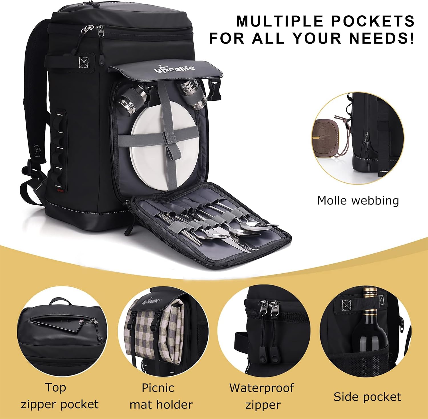 Thumbnail 4 de Upeelife Sac à Dos Isotherme 30L Grand Sac Glacière Étanche – Pique-nique et Outdoor