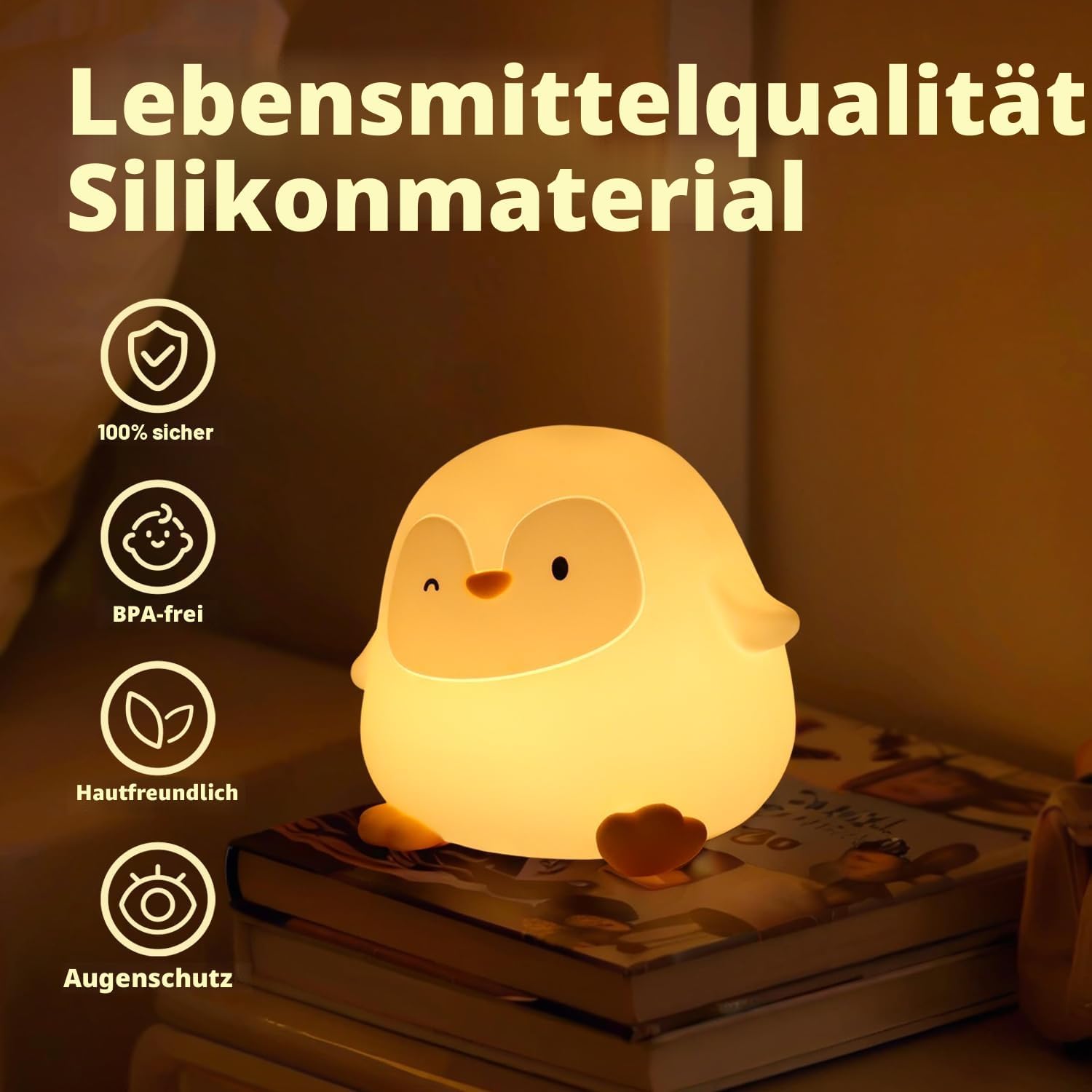 Thumbnail 1 de Rytinazzz Pinguin Nachtlicht für Kinder mit Klopfsteuerung, USB-Ladung & 50 Std Laufzeit