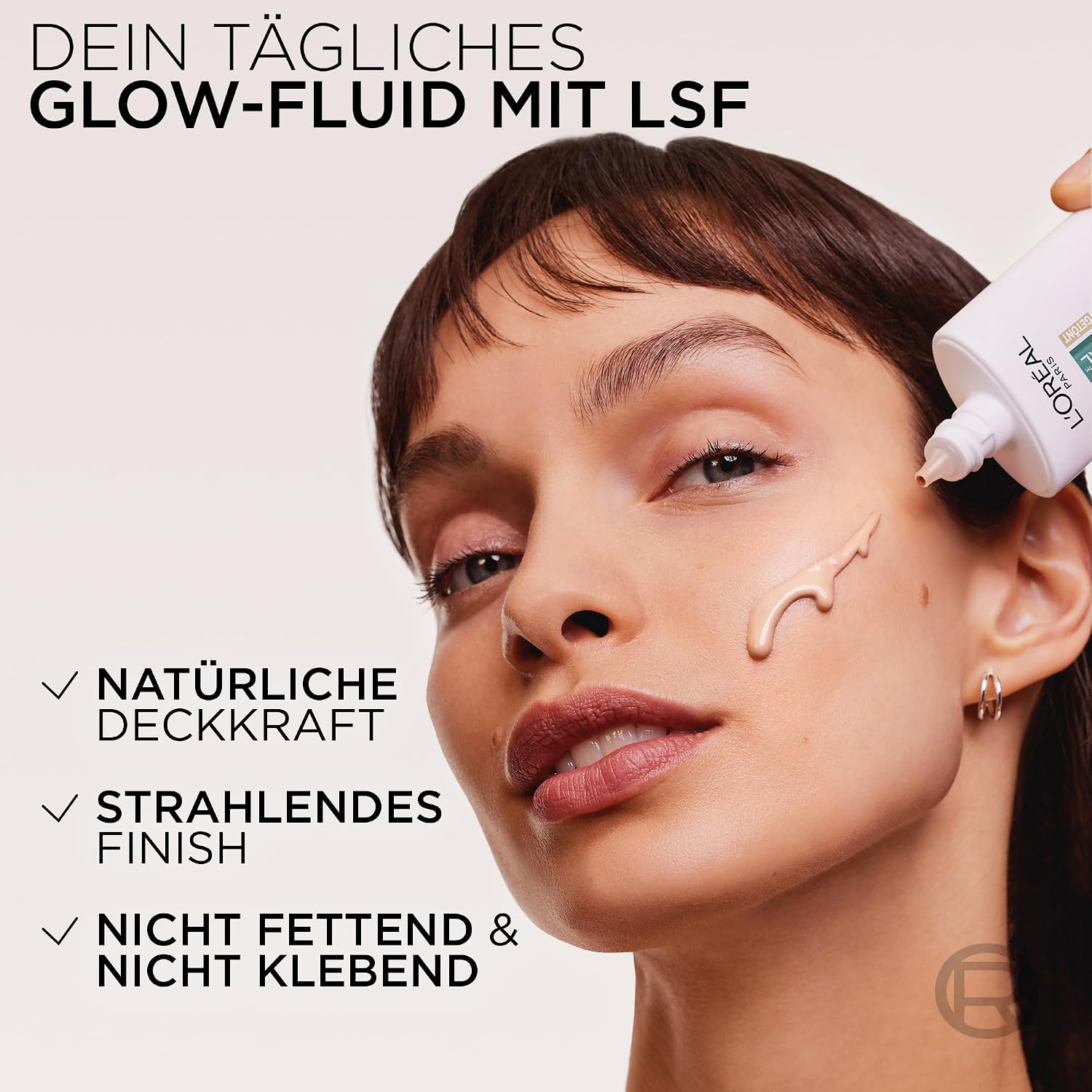 Detalle de L’Oréal Tägliches Getöntes UV Glow-Fluid LSF 50 mit Niacinamid + Glow-Pigmenten, Farbe Hell (Bright Reveal) – 50 ml