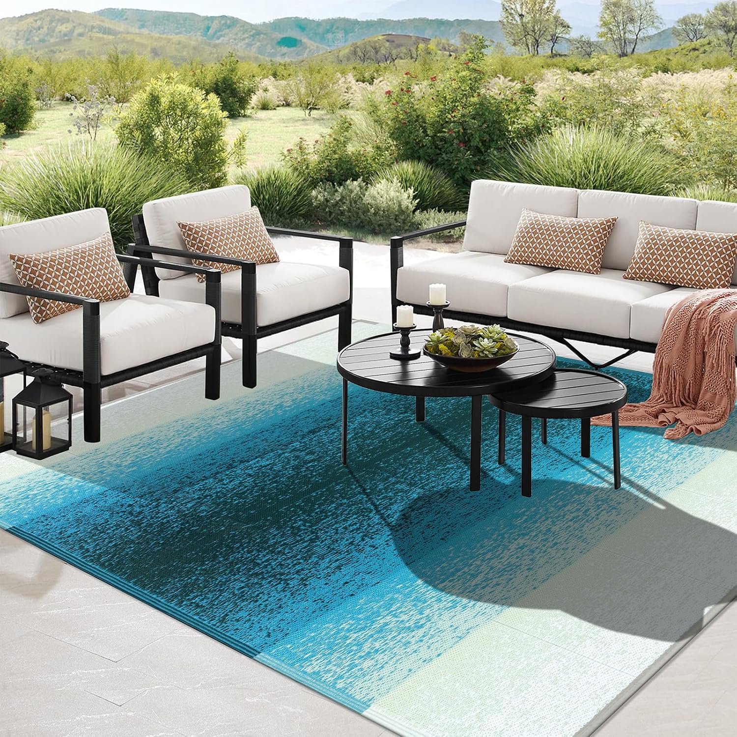 Thumbnail 6 de Enyhom Outdoor Rug Waterproof 240 x 300 cm: Reversible, Lightweight & UV-Resistant Patio Carpet