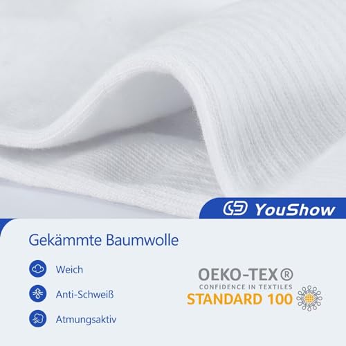 Detalle de YouShow 6 Paia Calze da Tennis in Cotone Bianco 39-42 – Comfort e Durata