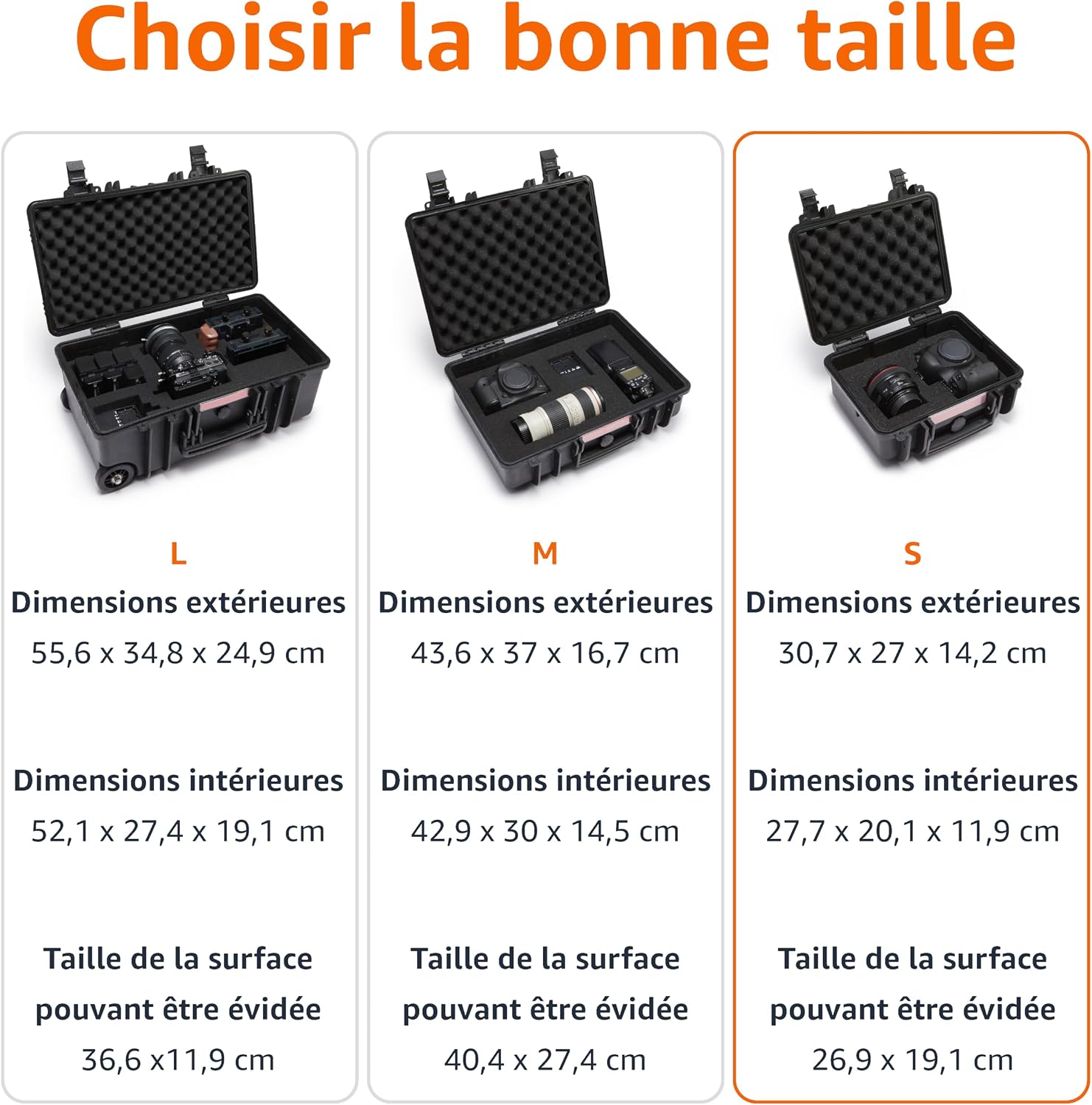 Detalle de Amazon Basics Petite étui rigide portable étanche antichoc pour caméra, drones et accessoires (30,7 x 27 x 14,2 cm) noir