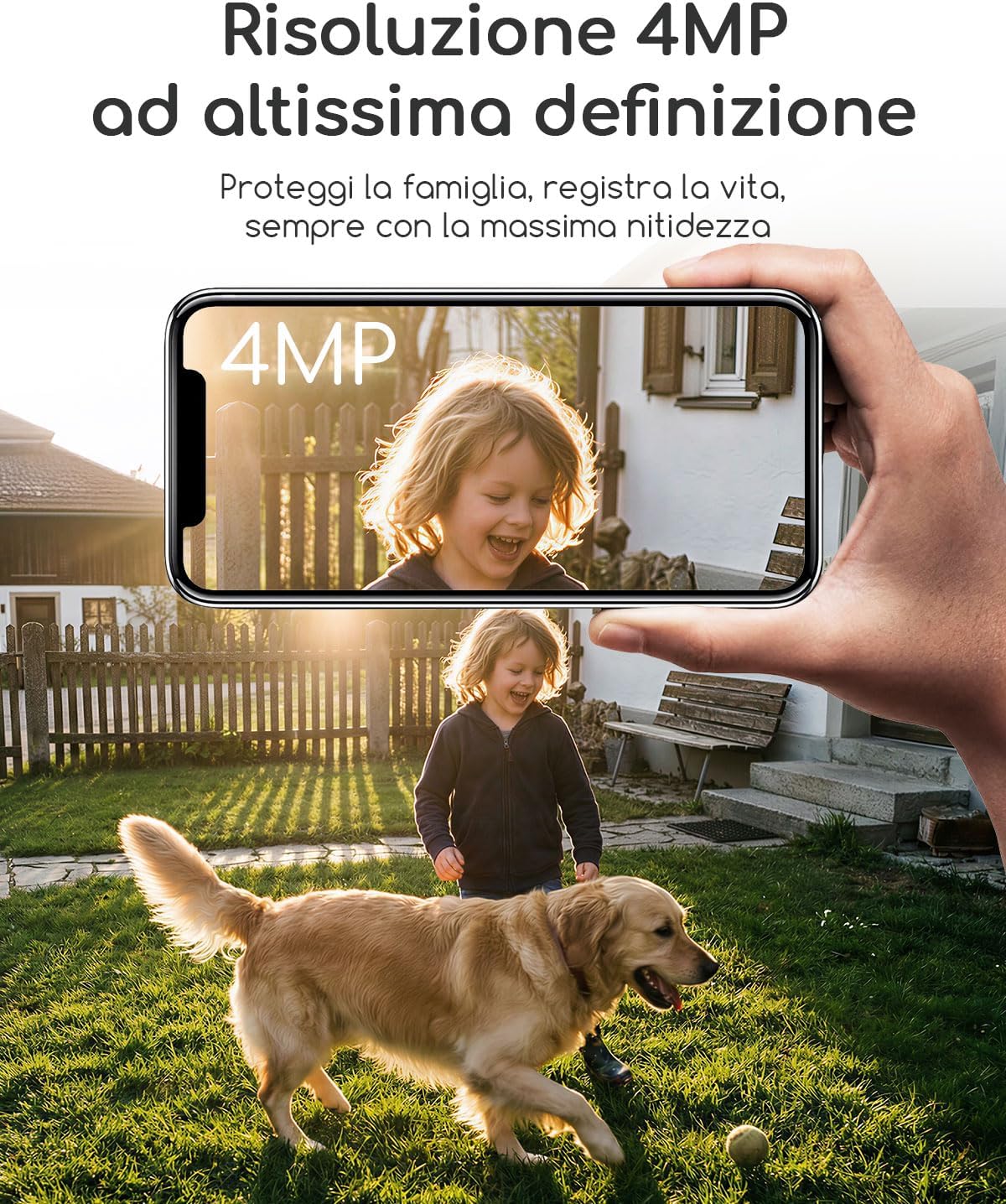 Detalle 2 de COOAU 4MP Kit Telecamera Wi‑Fi esterna con pannello solare, 2 telecamere e scheda 64GB