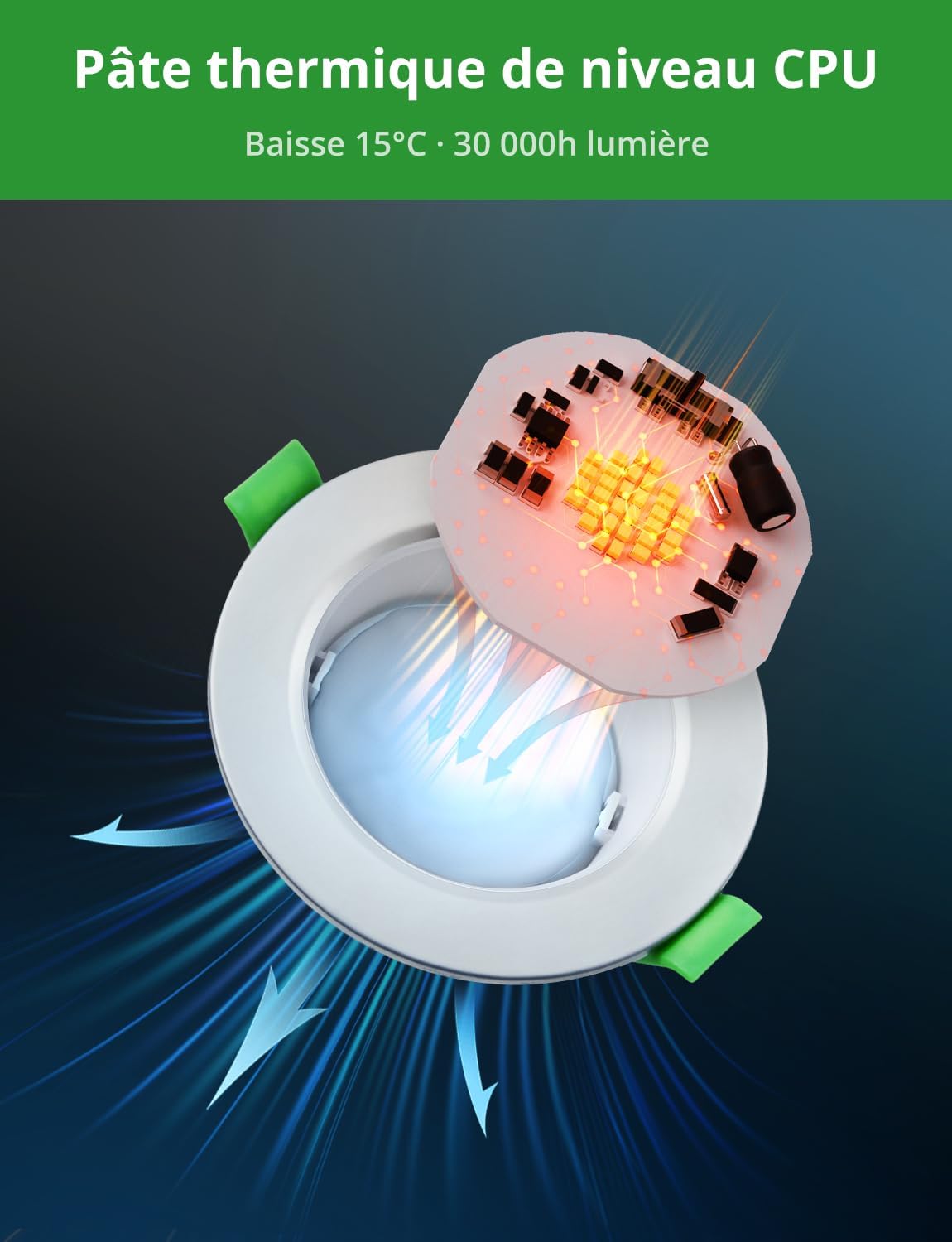 Detalle de HOMEOW XY-RCL5D3CCT badkamer-inbouwspot, IP44, 5 W, 400 lm
