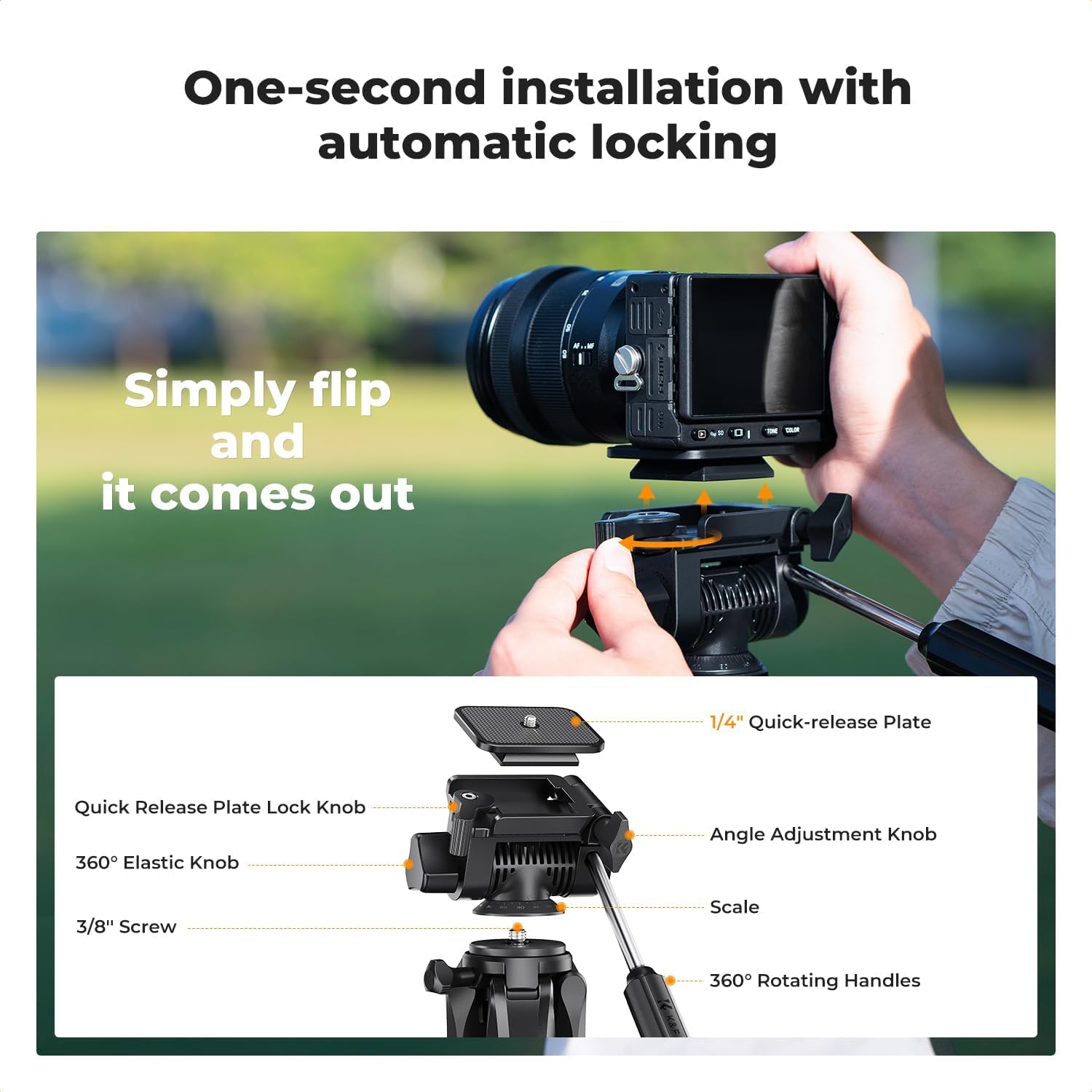 Thumbnail 4 de K&F CONCEPT 75" Camera Tripod