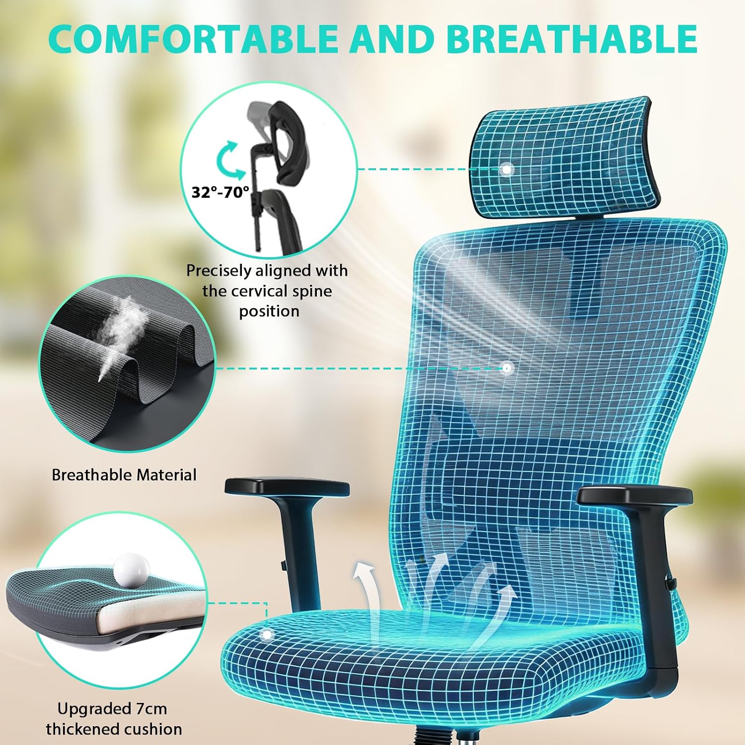 Detalle 2 de Durrafy D-03 ergonomic office chair 150kg