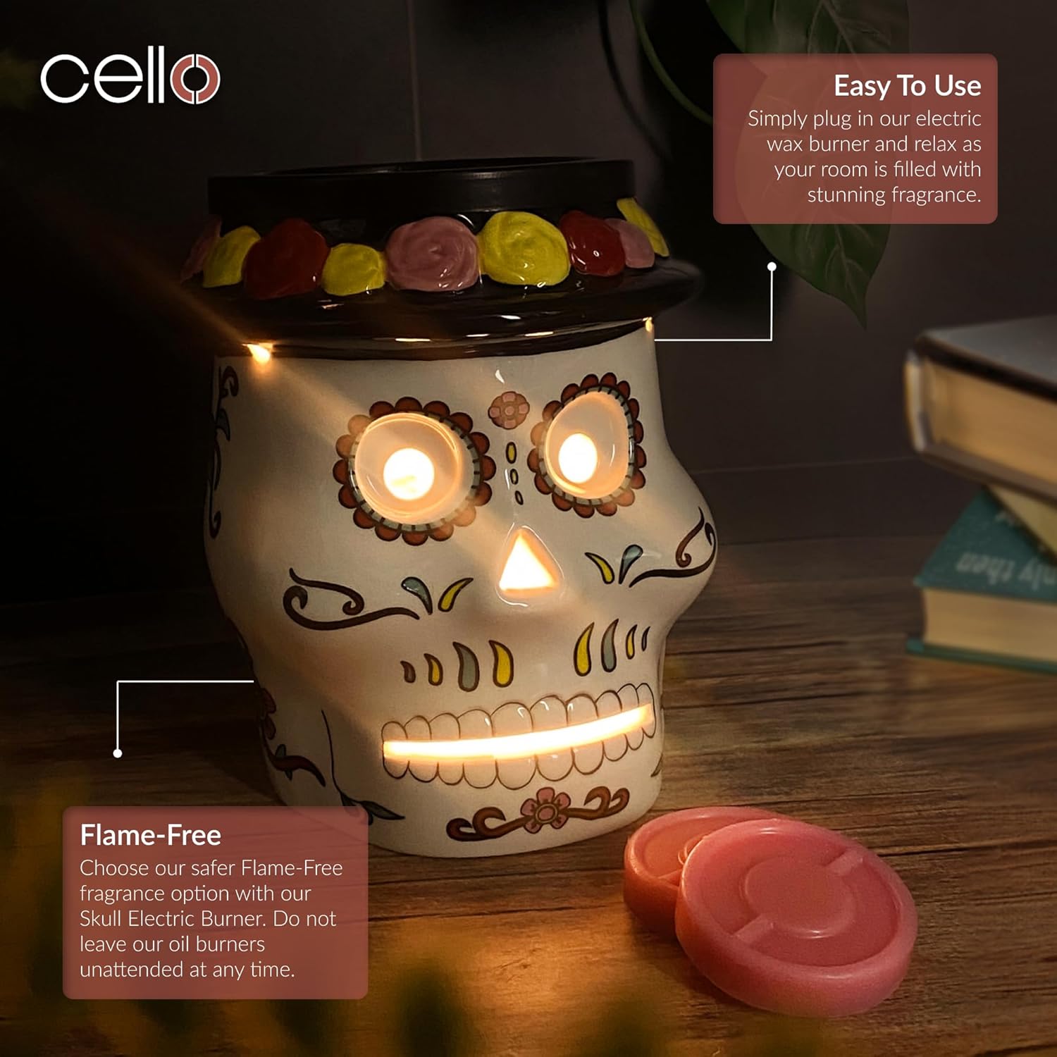 Thumbnail 3 de Cello Sugar Skull Electric Melt Burner for Wax & Oil (flame-free home fragrance lamp)