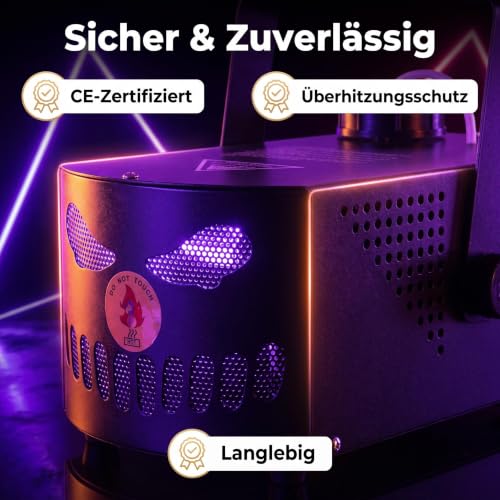 Detalle de FOGMASHIN Nebelmaschine Halloween Kürbis 3D Gruselgesicht 500W RGB LED