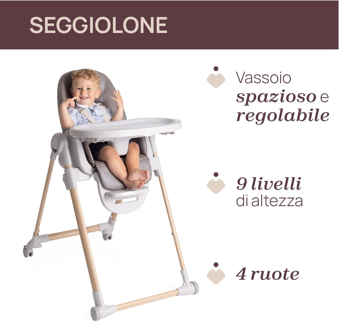 Thumbnail 6 de Chicco Polly Armonia: seggiolone evolutivo 0–40 kg con seduta regolabile e design moderno