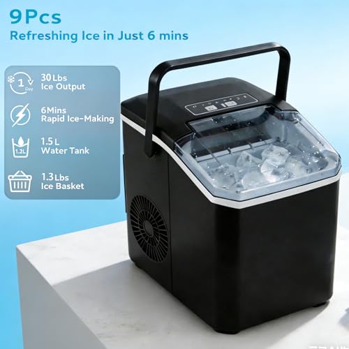 Thumbnail 1 de Grennswick Portable Countertop Ice Maker, 2 Bullet Ice Sizes, 14kg/24h