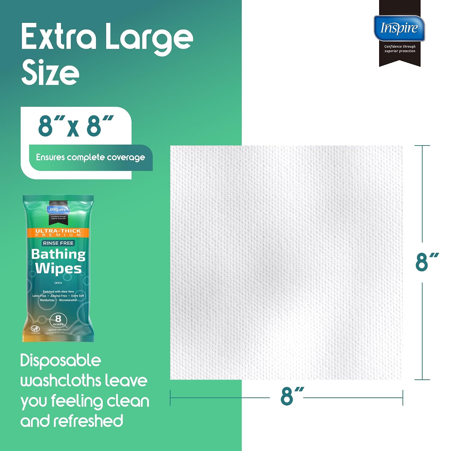 Detalle 1 de Inspire Ultra Thick Rinse-Free Bath Towels — Extra Large