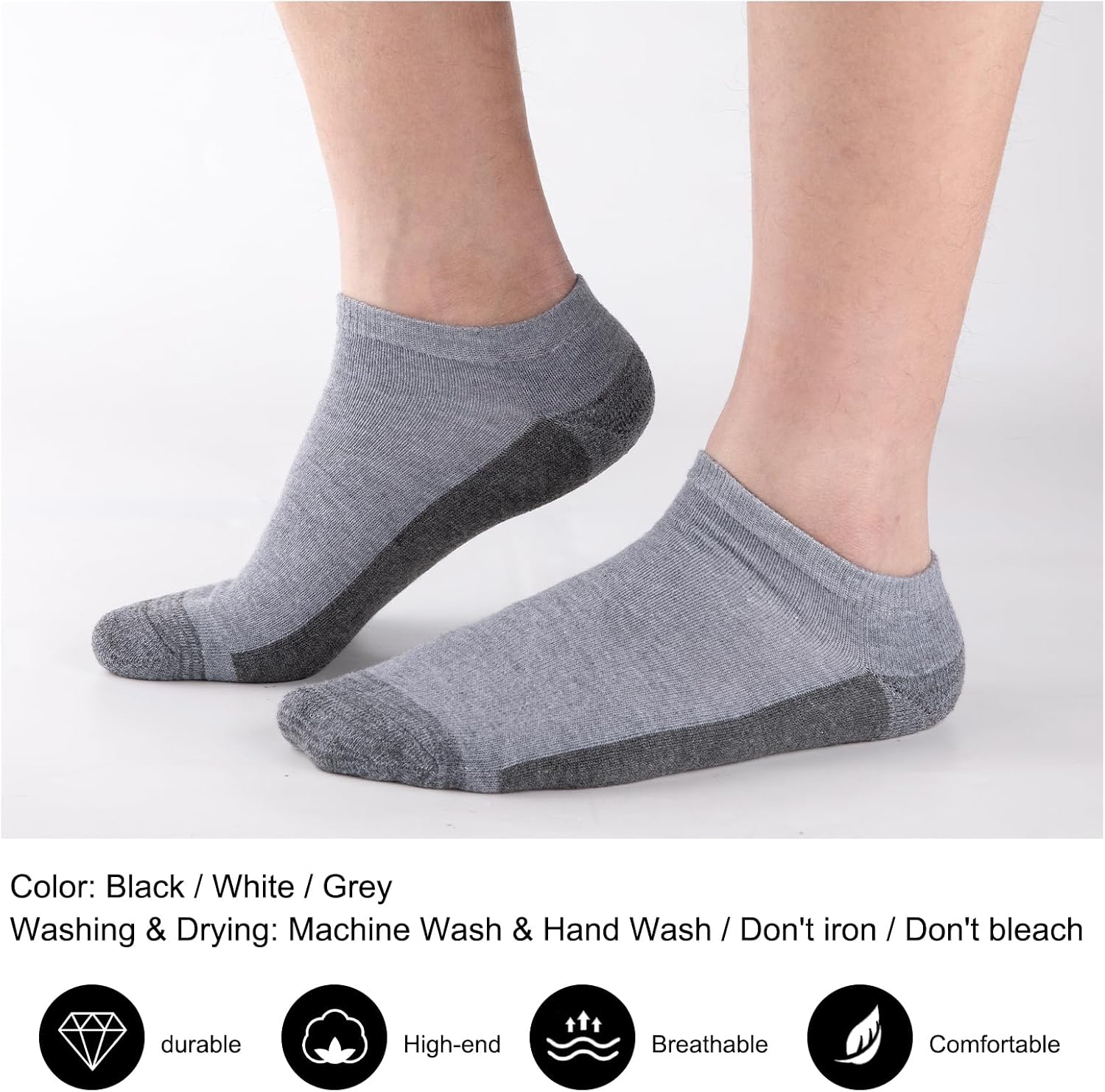 Detalle 2 de COOVAN Men's Athletic Ankle Socks, 12-Pair Pack