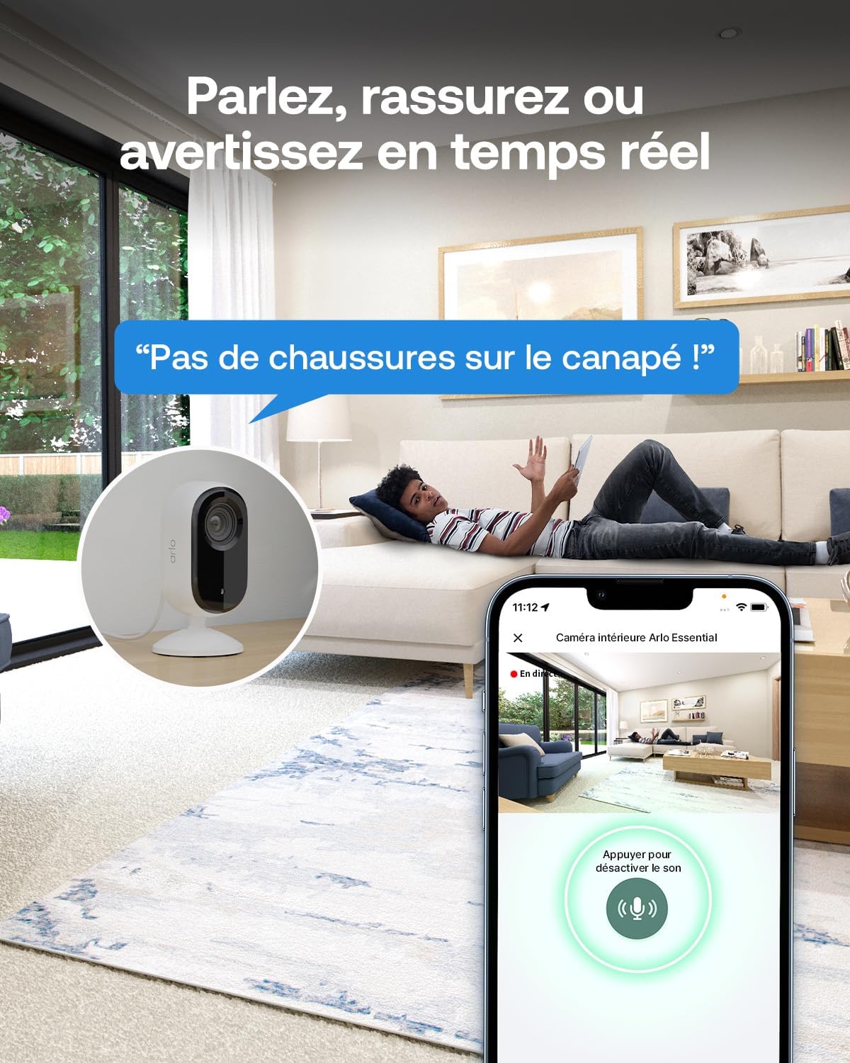 Thumbnail 6 de Arlo Essential 3 FHD Indoor (2 caméras) : WiFi intérieur avec détection par IA et audio bidirectionnel