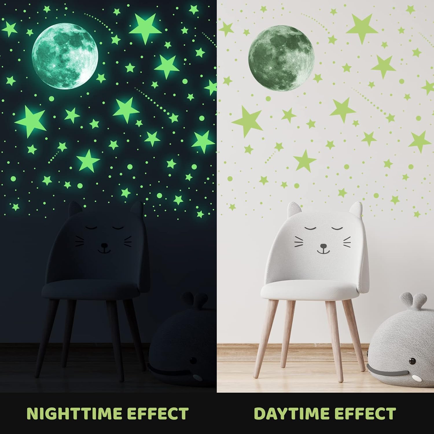 Thumbnail 3 de ECHOCUBE 637pcs Glow in the Dark Wall Stickers – Stars, Moon and Dots Set