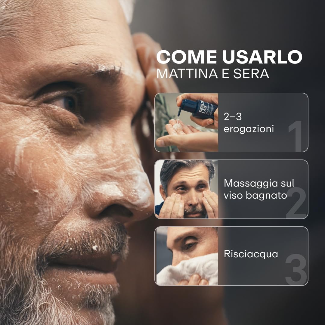 Detalle de SERLINOLAB Detergente Viso Uomo: pulizia profonda con idratazione e aloe – 100 ml