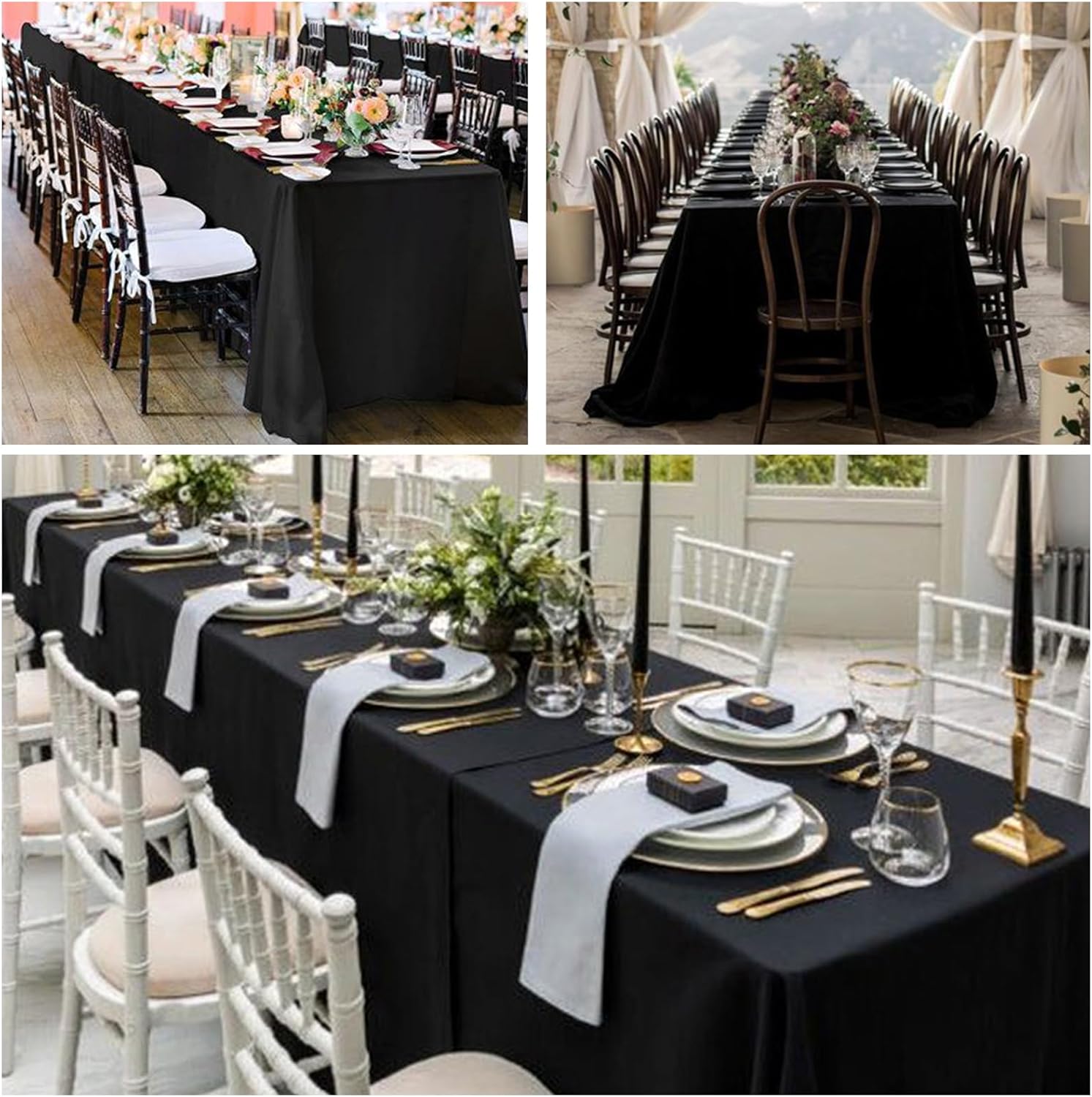 Thumbnail 5 de RestfulGlow 12 Pack Black Tablecloth 60x102