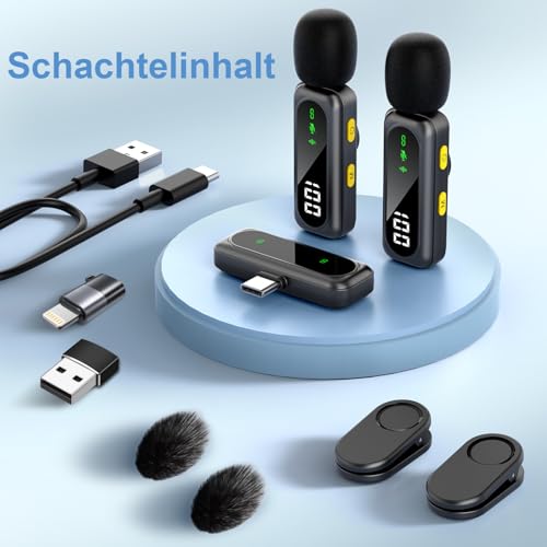 Thumbnail 8 de FSXEU Kabellos Lavalier Mikrofon für iPhone/Android/PC – Mini Mikrofon Set