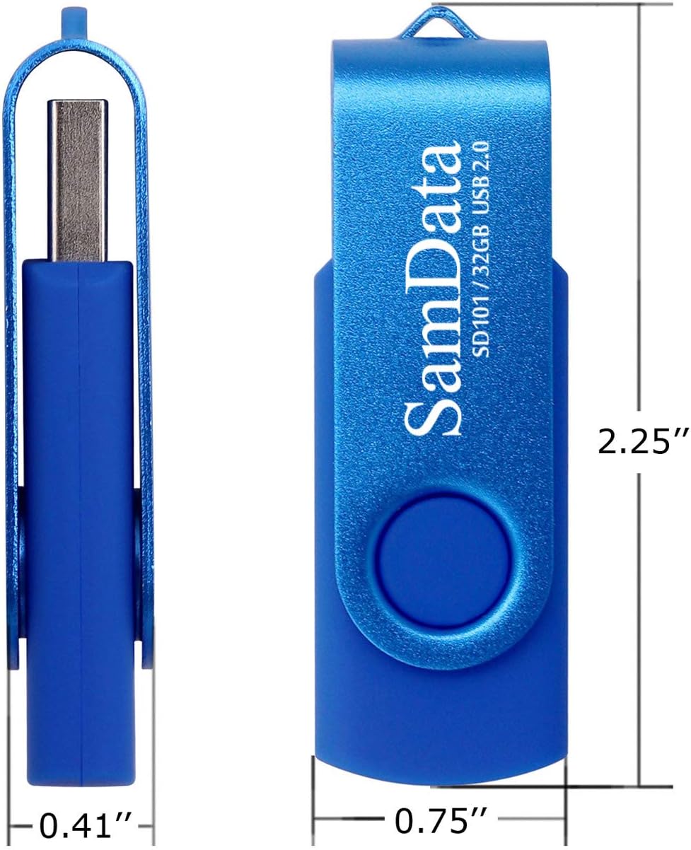 Detalle de SamData 32GB USB Flash Drive 5-Pack (Colors: Black Blue Green Red Silver)