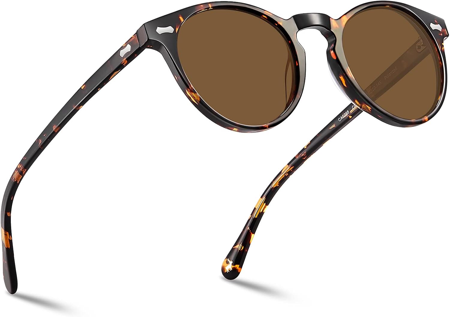 Detalle de CARFIA Men’s Round Polarised Vintage Sunglasses with UV400 Protection (for driving & travel)
