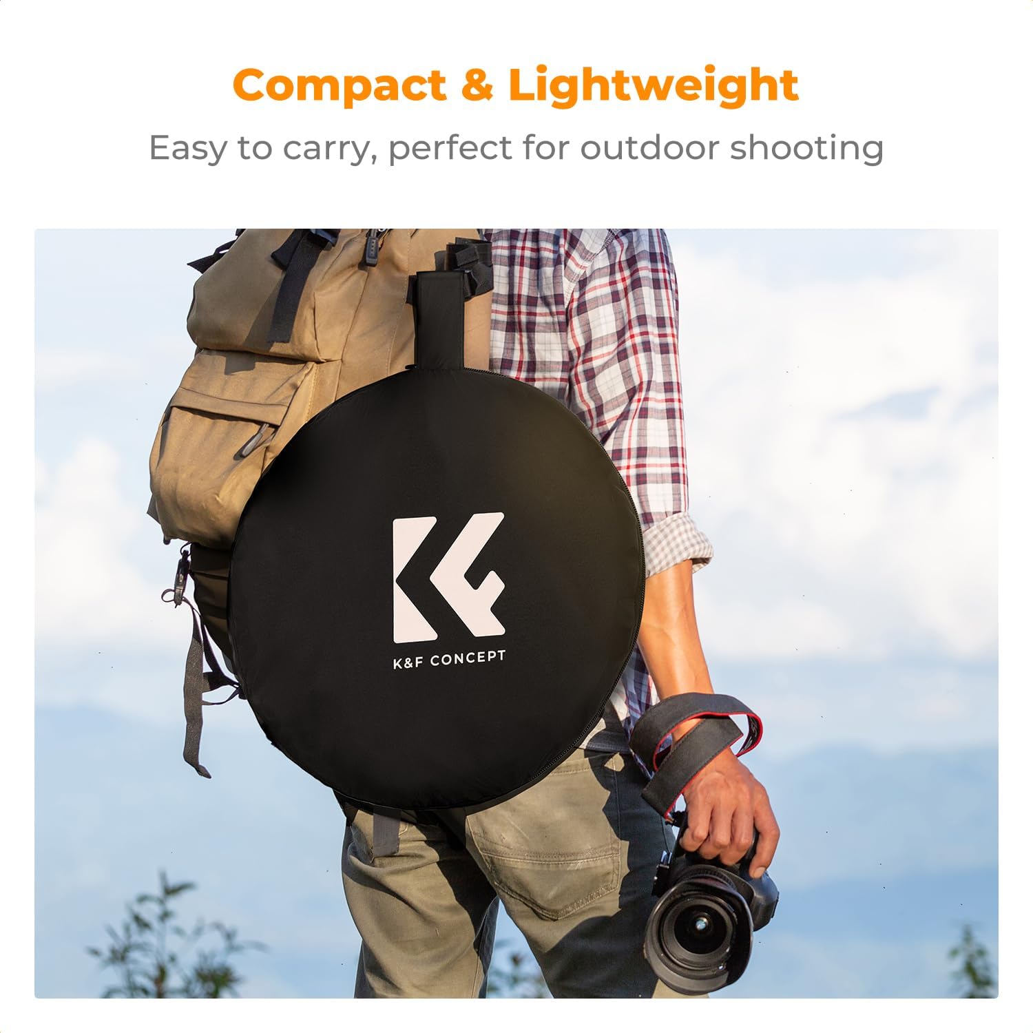 Detalle de K&F CONCEPT 5-in-1 Light Reflector 100x150cm – Portable Studio and Outdoor Diffuser