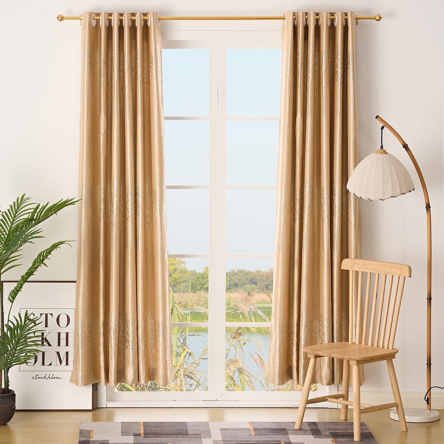 Detalle de Curtain poles Gold Extendable Curtain Pole 76–132 cm with Ball Finials
