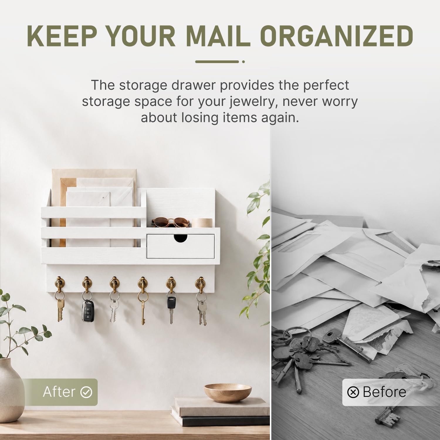 Thumbnail 2 de FifthQuarter Key and Mail Holder with 6 Hooks 1️⃣