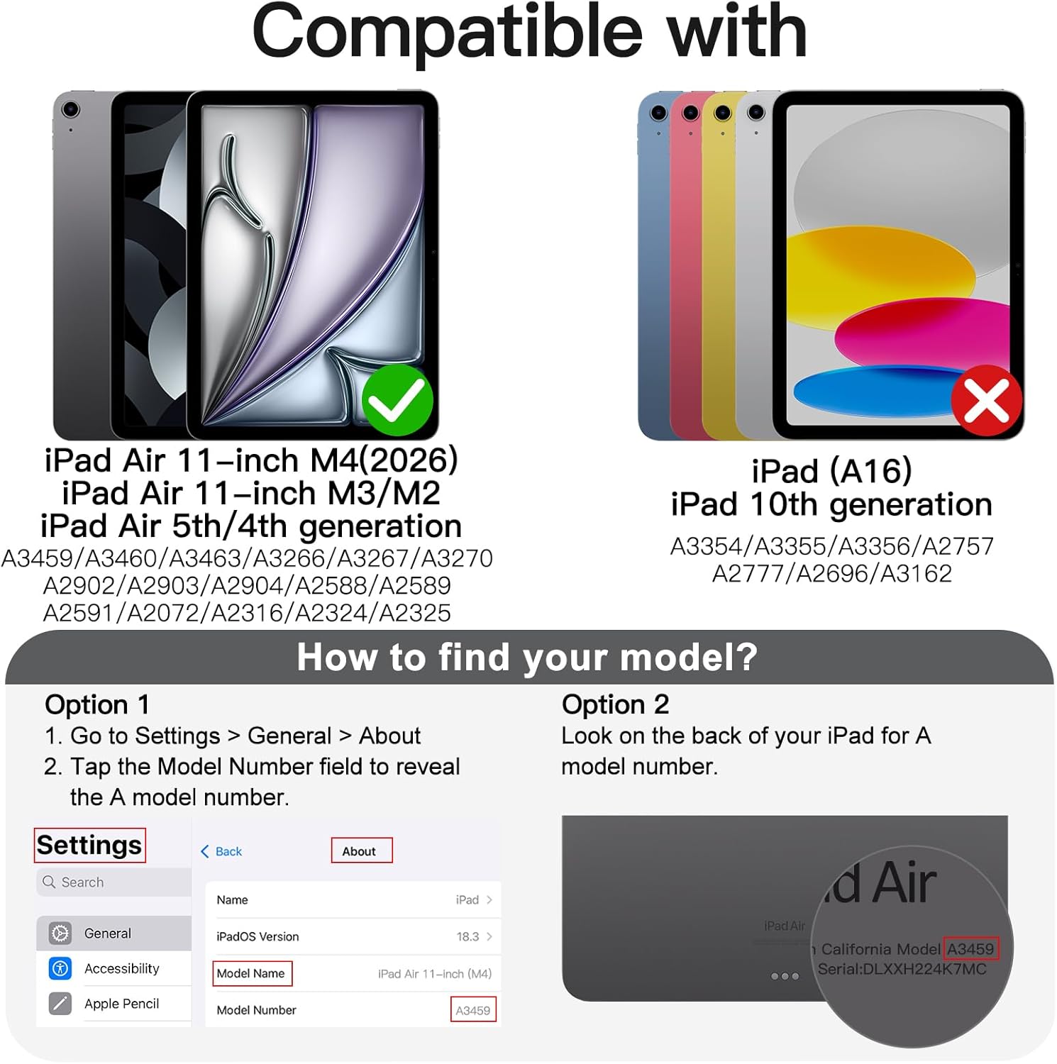 Detalle 2 de JETech Hülle für iPad Air 11 Zoll mit Stifthalter (weiches TPU, Auto Wachen/Schlafen) – Schwarz