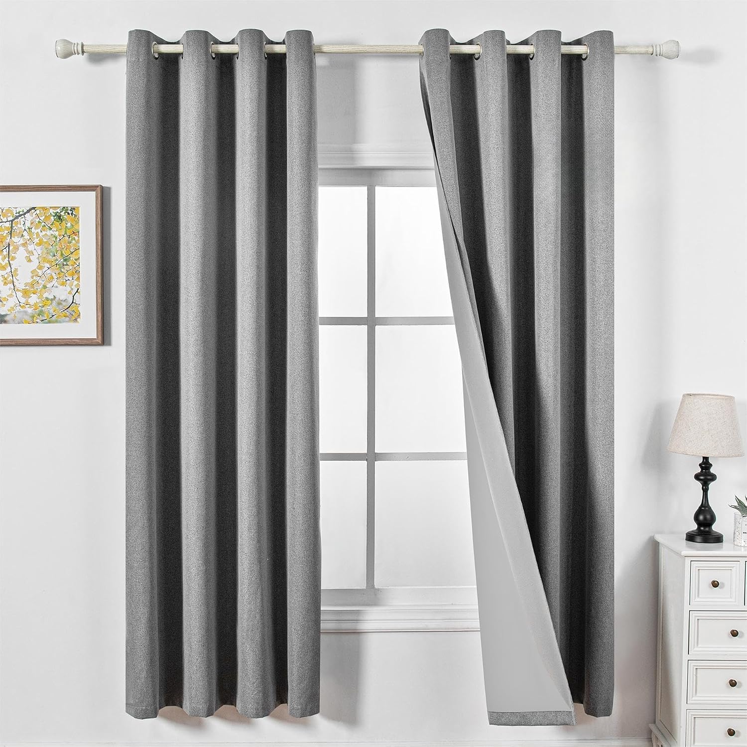 Detalle de MYSKY HOME Verdunkelungsvorhang 200 cm Leinenoptik