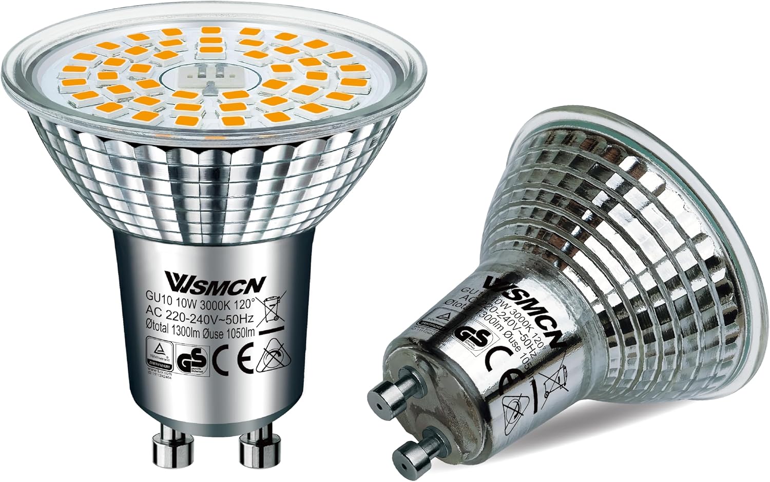 Detalle de WSMCN GU10 LED Warmweiß Lampe 10W, 4er-Pack – 1050 lm, 3000K, Nicht Dimmbar
