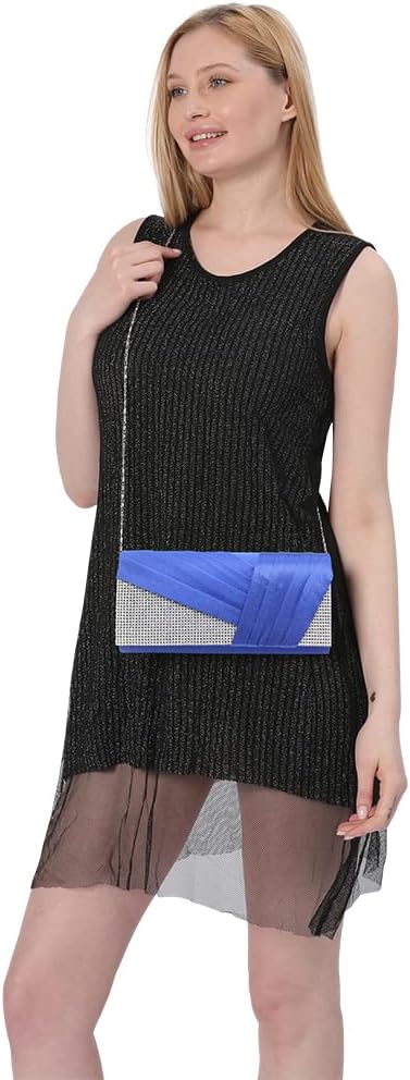 Thumbnail 2 de Wiwsi Elegant Diamante Crystal Satin Bridal Purse Bag Clutch Handbag